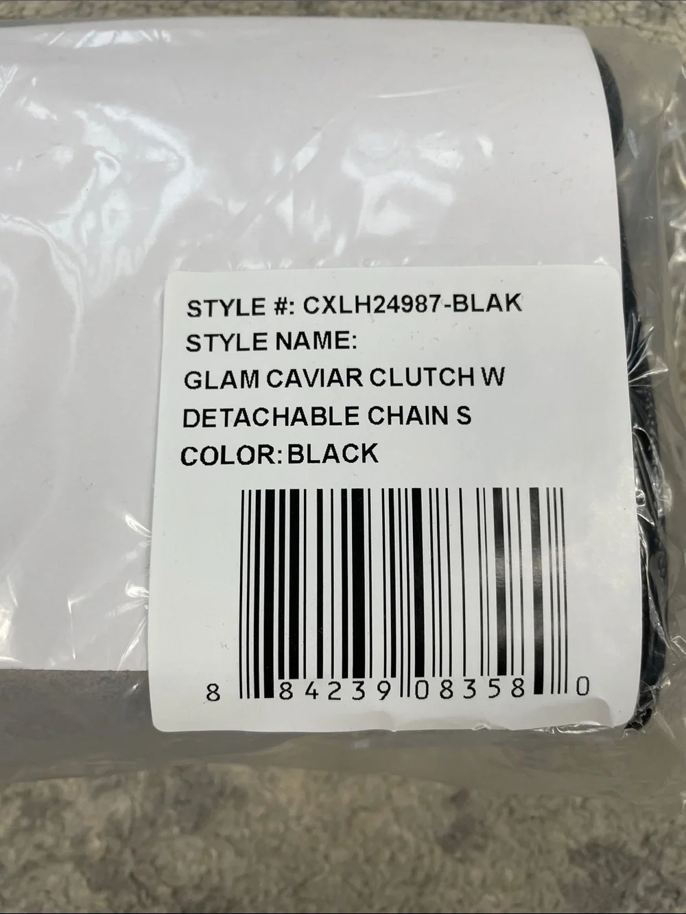 NWT CXL by Christian Lacroix Glam Caviar Clutch with Detachable Chain Black